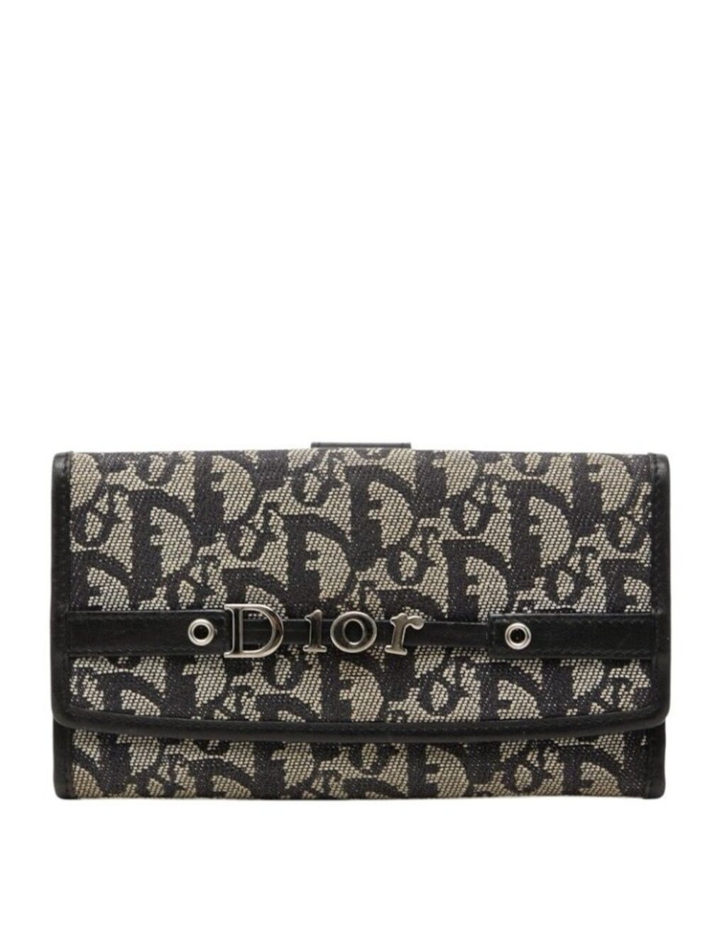 Dior Trotter Wallet Black Ivory Canvas Leather